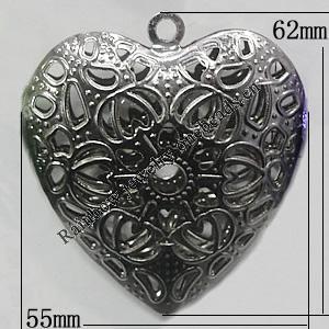 Iron Thread Component Handmade Lead-free, Heart 62x55mm, Sold by Bag