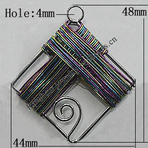 Iron Thread Component Handmade Lead-free, Diamond 48x44mm Hole:4mm, Sold by Bag