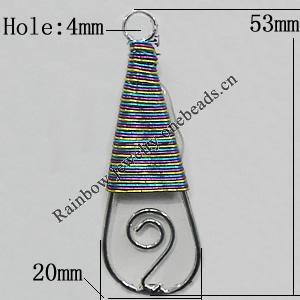 Iron Thread Component Handmade Lead-free, 53x20mm Hole:4mm, Sold by Bag