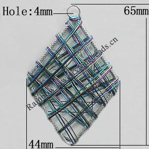 Iron Thread Component Handmade Lead-free, Diamond 65x44mm Hole:4mm, Sold by Bag