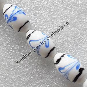 Lampwork Beads, Drum 16x28mm Hole:About 1.5mm, Sold by PC
