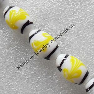 Lampwork Beads, Drum 16x28mm Hole:About 1.5mm, Sold by PC