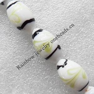 Lampwork Beads, Drum 16x28mm Hole:About 1.5mm, Sold by PC