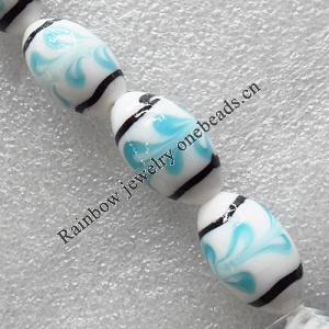 Lampwork Beads, Drum 16x28mm Hole:About 1.5mm, Sold by PC