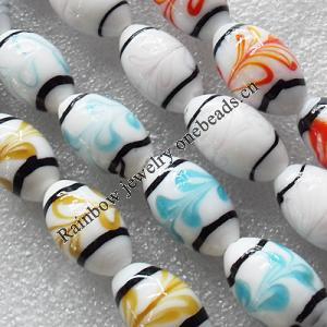 Lampwork Beads, Mix Color Drum 16x28mm Hole:About 1.5mm, Sold by Group