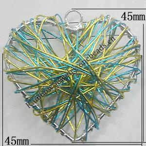 Iron Thread Component Handmade Lead-free, Heart 45x45mm, Sold by Bag