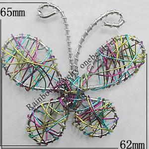 Iron Thread Component Handmade Lead-free, Butterfly 65x62mm, Sold by Bag