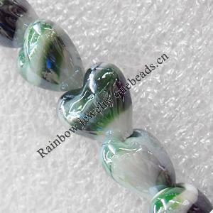 Lampwork Beads, Heart 12mm Hole:About 1.5mm, Sold by PC