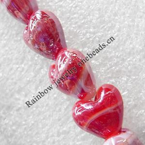 Lampwork Beads, Heart 12mm Hole:About 1.5mm, Sold by PC