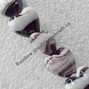 Lampwork Beads, Heart 12mm Hole:About 1.5mm, Sold by PC