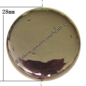 Uv polishing Acrylic Beads, Flat Round 28mm Hole:2.5mm, Sold by Bag  