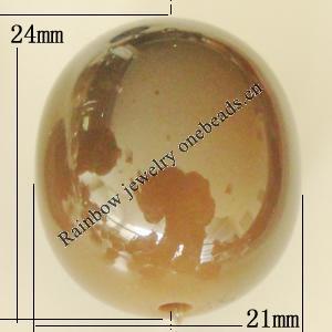 Uv polishing Acrylic Beads, Oval 24x21mm Hole:2.5mm, Sold by Bag  