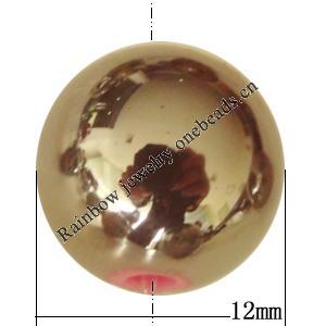 Uv polishing Acrylic Beads, Round 12mm Hole:2mm, Sold by Bag  