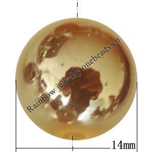 Uv polishing Acrylic Beads, Round 14mm Hole:2mm, Sold by Bag  