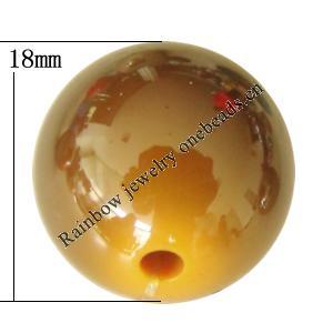 Uv polishing Acrylic Beads, Round 18mm Hole:2.5mm, Sold by Bag  