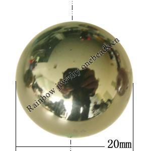 Uv polishing Acrylic Beads, Round 20mm Hole:3mm, Sold by Bag  