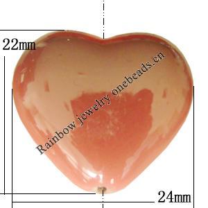 Uv polishing Acrylic Beads, Heart 24x22mm Hole:2.5mm, Sold by Bag  