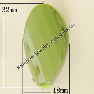 Uv polishing Acrylic Beads, Twist Faceted Flat Oval 32x18mm Hole:2.5mm, Sold by Bag  