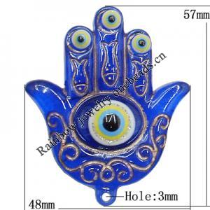 Turkish Resin Pendants, Hand 57x48mm Hole:3mm, Sold By Bag