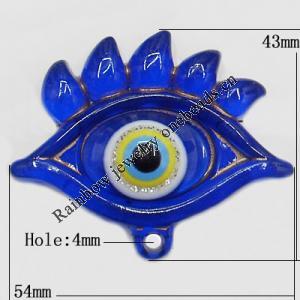 Turkish Resin Pendants, Eye 54x43mm Hole:4mm, Sold By Bag