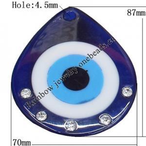 Turkish Resin Pendants, Flat Teardrop 87x70mm Hole:4.5mm, Sold By Bag