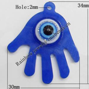 Turkish Resin Pendants, Hand 34x30mm Hole:2mm, Sold By Bag