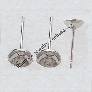 Ear Studs with bowl, Iron Lead-free, Head: about 6mm diameter, pin: about 14mm long, Sold by bag