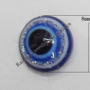 Turkish Resin Cabochons, Flat Round 8mm, Sold By Bag