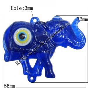 Turkish Resin Pendants, Elephant 72x56mm Hole:3mm, Sold By Bag