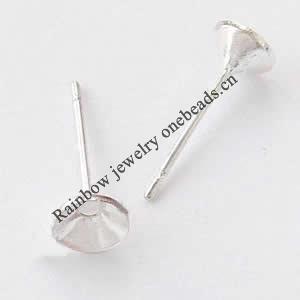Ear studs, Iron Lead-fres, 4mm post with cup, about 13mm long, Sold by bag