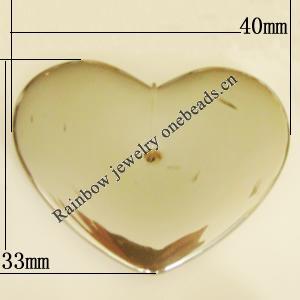 Uv polishing Acrylic Beads, Heart 40x33mm Hole:2.5mm, Sold by Bag  