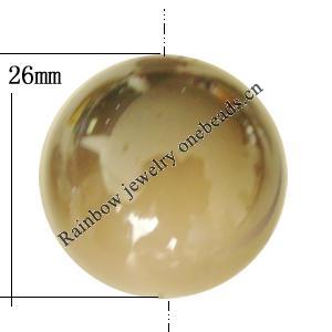 Uv polishing Acrylic Beads, Round 26mm Hole:3mm, Sold by Bag  