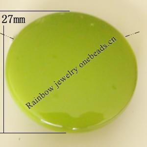 Uv polishing Acrylic Beads, Flat Round 27mm Hole:2mm, Sold by Bag  