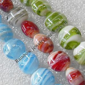 Lampwork Beads, Mix Color Flat Round 12mm Hole:About 1.5mm, Sold by Group