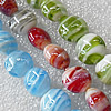 Lampwork Beads, Mix Color Flat Round 12mm Hole:About 1.5mm, Sold by Group