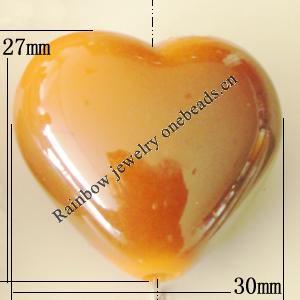 Uv polishing Acrylic Beads, Heart 27x30mm Hole:5mm, Sold by Bag  