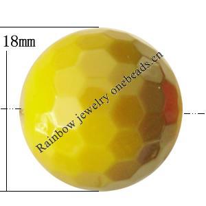 Uv polishing Acrylic Beads, Faceted Round 18mm Hole:2mm, Sold by Bag  
