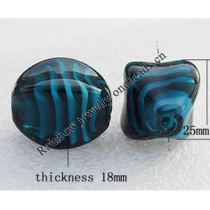 Lampwork Beads, Faceted Oval 18x25mm Hole:About 1.5mm, Sold by PC