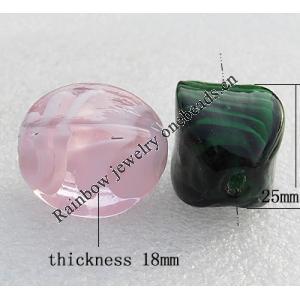 Lampwork Beads, Mix Color Faceted Oval 18x25mm Hole:About 1.5mm, Sold by Group