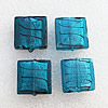 Silver Foil Lampwork Beads, Square 12mm Hole:About 1.5mm, Sold by PC