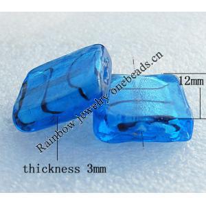 Silver Foil Lampwork Beads, Square 12mm Hole:About 1.5mm, Sold by PC