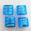 Silver Foil Lampwork Beads, Square 12mm Hole:About 1.5mm, Sold by PC