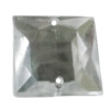Taiwan Acrylic Cabochons with 2 Holes, Faceted Square 10x10mm, Hole:About 1mm, Sold by Bag 