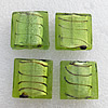 Silver Foil Lampwork Beads, Square 12mm Hole:About 1.5mm, Sold by PC