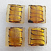 Silver Foil Lampwork Beads, Square 12mm Hole:About 1.5mm, Sold by PC