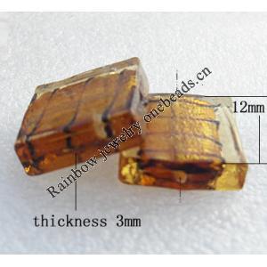 Silver Foil Lampwork Beads, Square 12mm Hole:About 1.5mm, Sold by PC