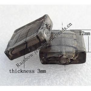 Silver Foil Lampwork Beads, Square 12mm Hole:About 1.5mm, Sold by PC