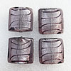 Silver Foil Lampwork Beads, Square 12mm Hole:About 1.5mm, Sold by PC