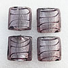 Silver Foil Lampwork Beads, Square 20mm Hole:About 1.5mm, Sold by PC