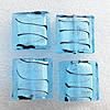 Silver Foil Lampwork Beads, Square 12mm Hole:About 1.5mm, Sold by PC